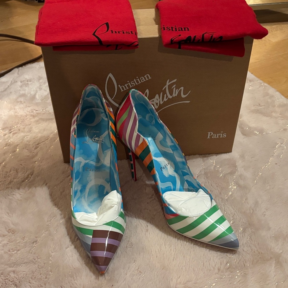 Christian Louboutin Colorful Striped Heels